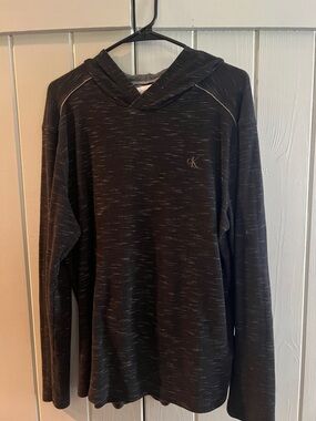Calvin Klein Black Heathered Long-Sleeve Hooded Top